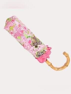 Lilly Pulitzer Pink Floral Butterfly Compact Umbrella